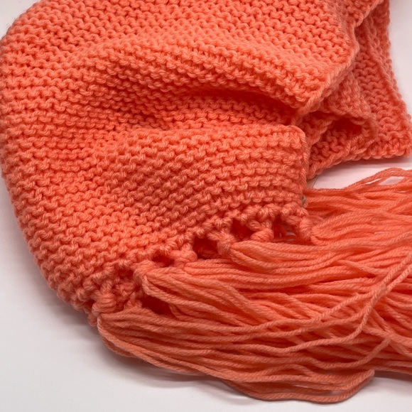 Hand Crafted Accessories - Handmade Crochet Orange Scarf with Tassels